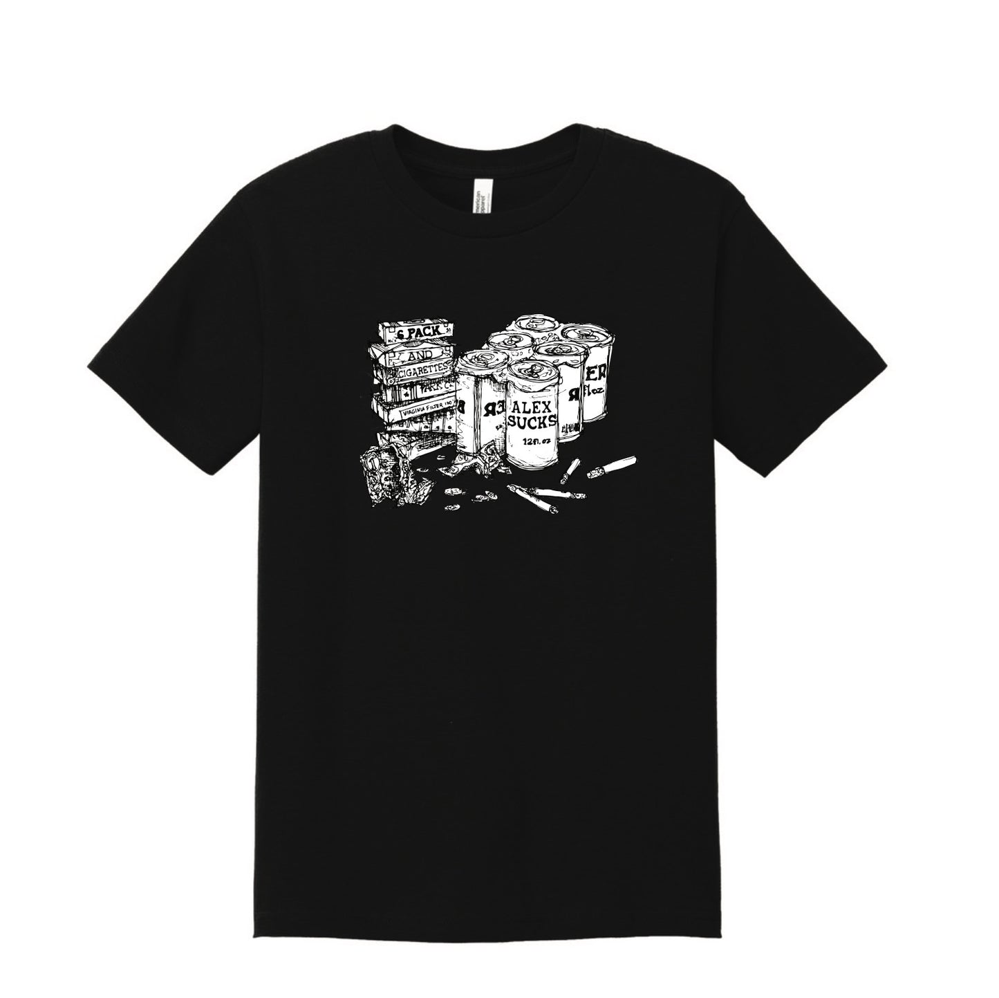 6 Pack And Cigarettes T-Shirt - Black